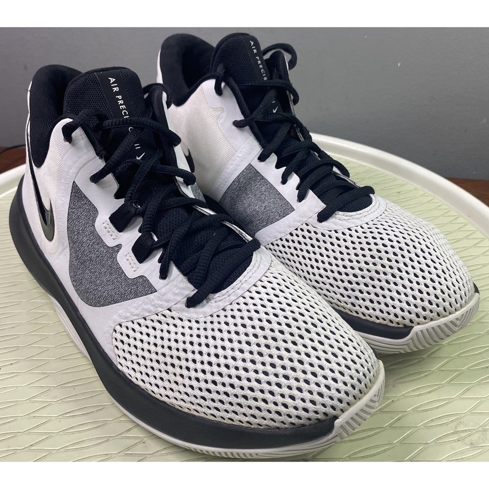 Nike Mens Air Precision 2 White & Black Basketball Sneakers Athletic  Shoes 8.5